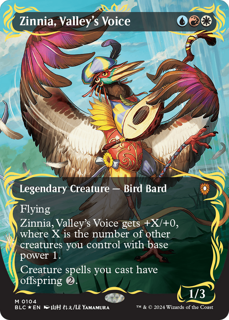 Zinnia, Valley's Voice (Borderless) (Raised Foil) [Bloomburrow Commander] | Gear Gaming Fayetteville