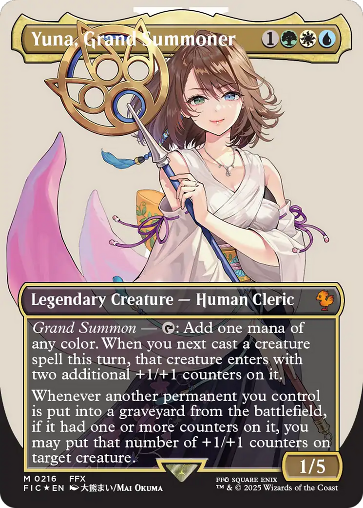 Yuna, Grand Summoner (Borderless) (Surge Foil) [FINAL FANTASY Commander] | Gear Gaming Fayetteville