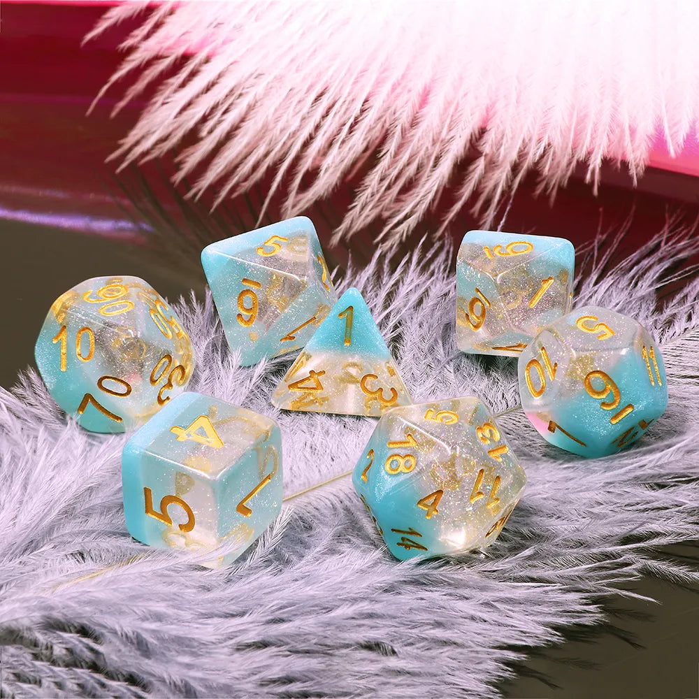 Snowflake Blue/Clear Dice 7pcs Dice Set | Gear Gaming Fayetteville