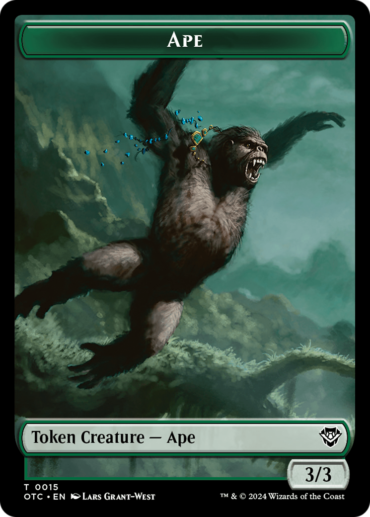 Ape // Shark Double-Sided Token [Outlaws of Thunder Junction Commander Tokens] | Gear Gaming Fayetteville