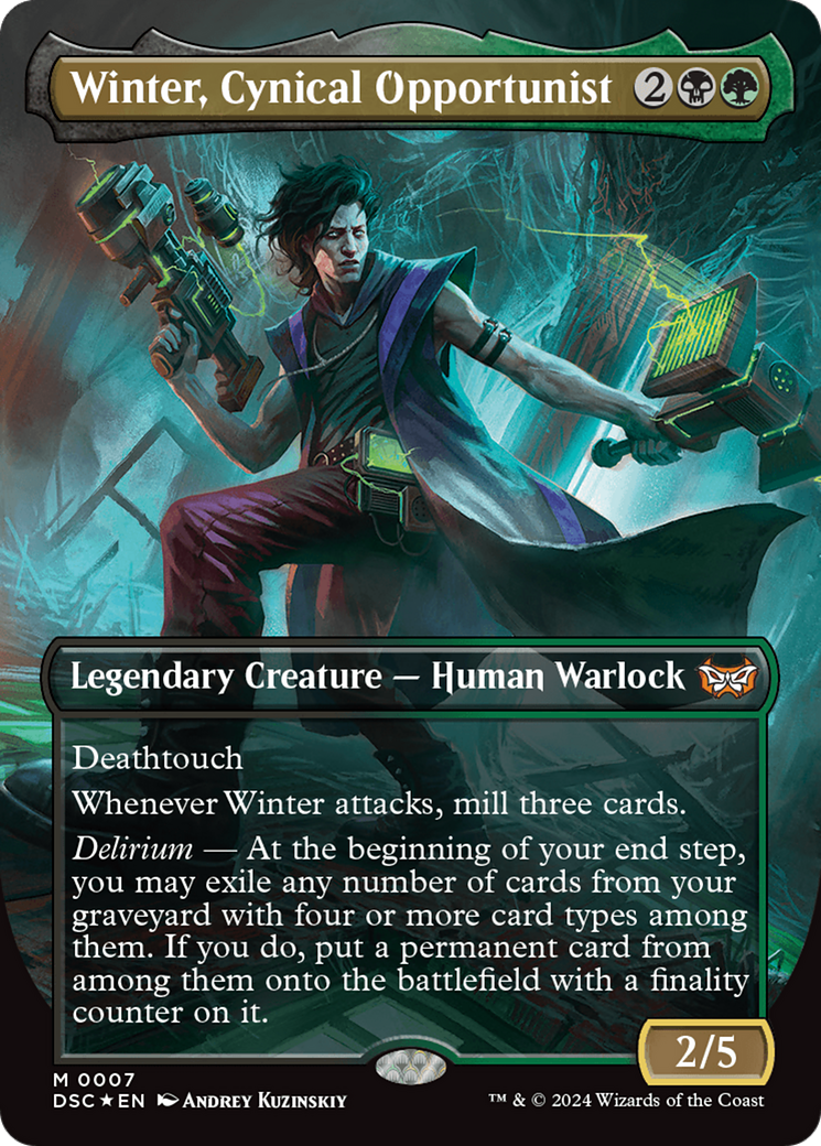 Winter, Cynical Opportunist (Borderless) [Duskmourn: House of Horror Commander] | Gear Gaming Fayetteville