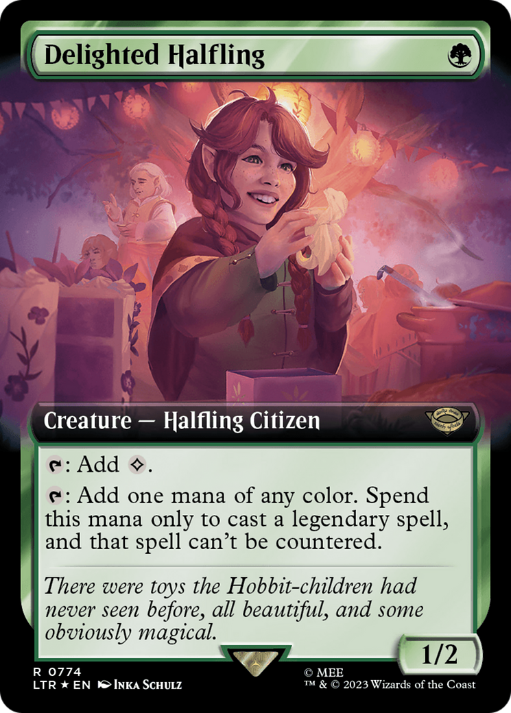 Delighted Halfling (Extended Art) (Surge Foil) [The Lord of the Rings: Tales of Middle-Earth] | Gear Gaming Fayetteville