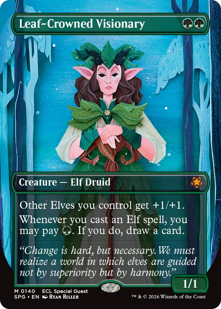 Leaf-Crowned Visionary (Borderless) [Lorwyn Eclipsed Special Guests] | Gear Gaming Fayetteville