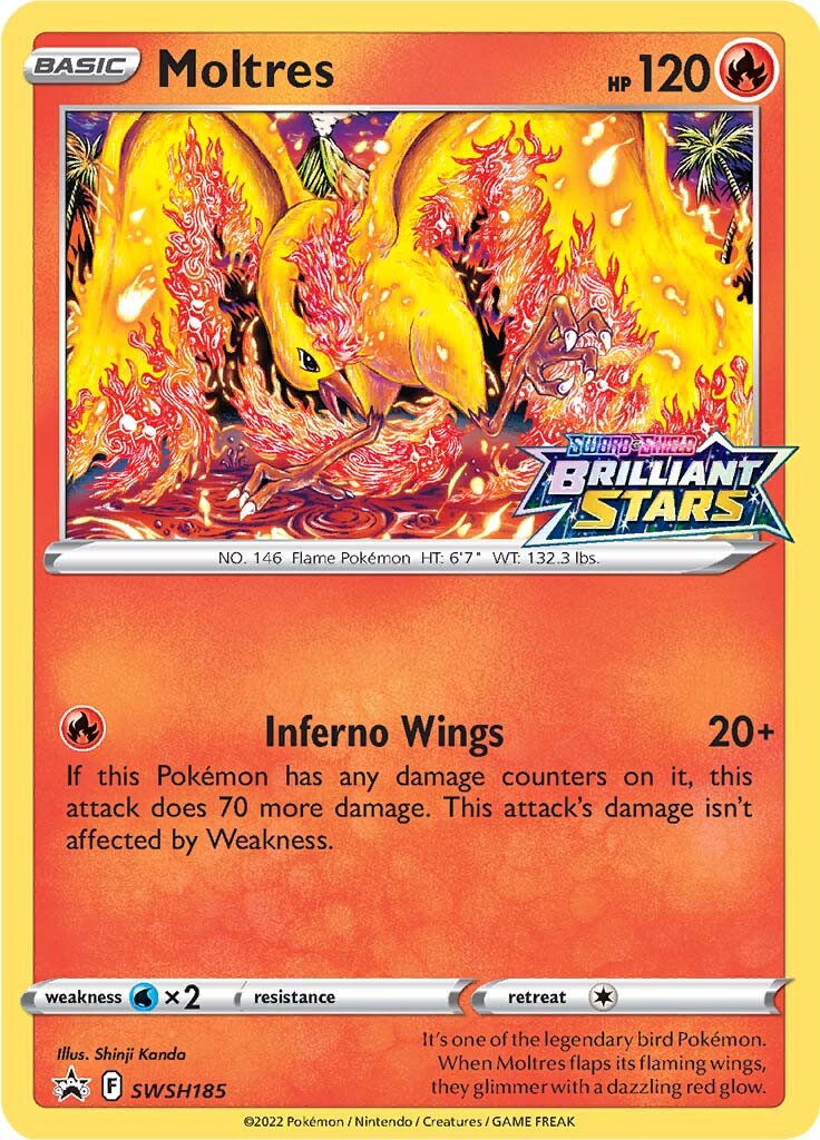 Moltres (SWSH185) (Prerelease Promo) [Sword & Shield: Black Star Promos] | Gear Gaming Fayetteville