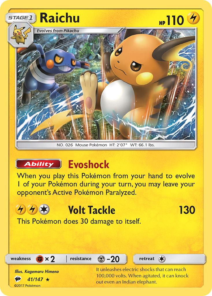 Raichu (41/147) [Sun & Moon: Burning Shadows] | Gear Gaming Fayetteville
