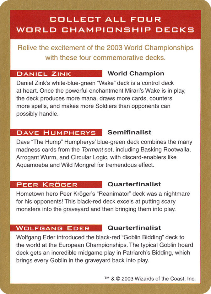 2003 World Championships Ad [World Championship Decks 2003] | Gear Gaming Fayetteville