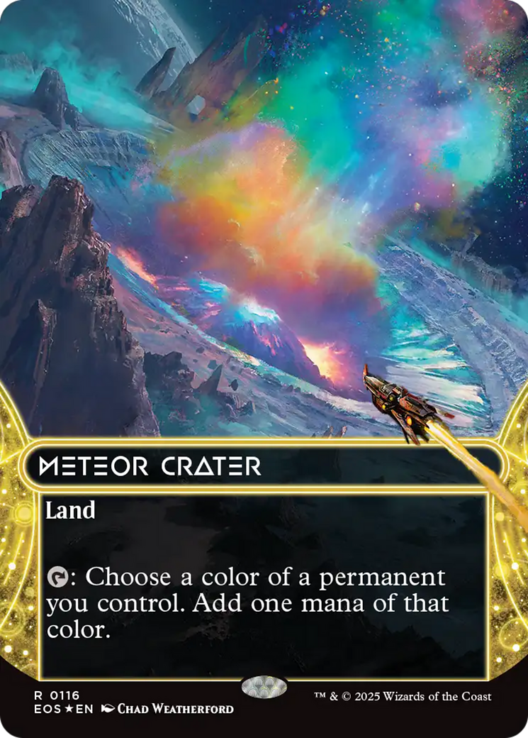 Meteor Crater (0116) (Borderless) (Galaxy Foil) [Edge of Eternities: Stellar Sights] | Gear Gaming Fayetteville