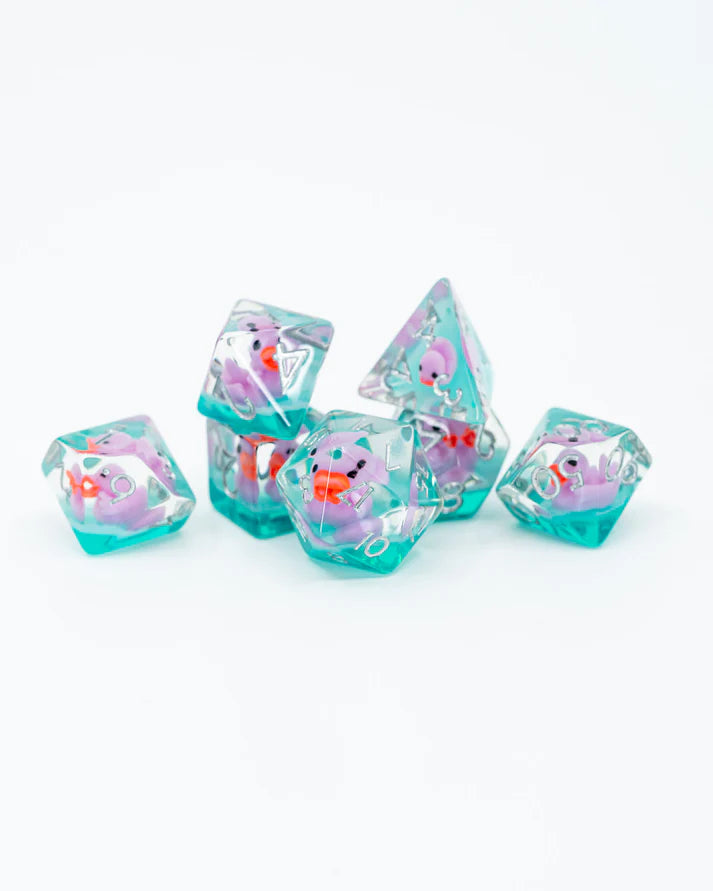Quackston | Duck | 7 Piece Acrylic Inclusion Dice Set | Gear Gaming Fayetteville