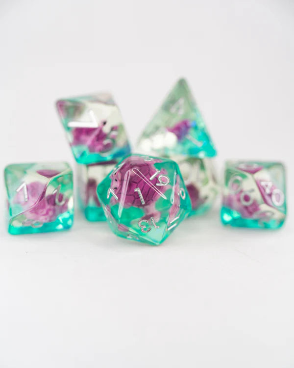 Mrs Mosey| Turtle| 7 Piece Acrylic Inclusion Dice Set | Gear Gaming Fayetteville