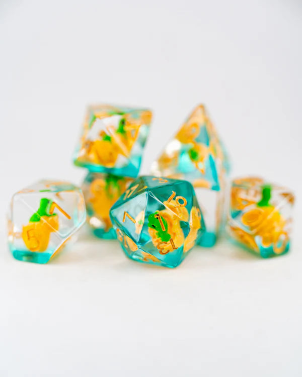 Chomper| Dino Egg| 7 Piece Acrylic Inclusion Dice Set | Gear Gaming Fayetteville