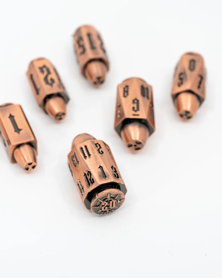Bravo | Copper Bullets | 7 Piece Metal Dice Set | Gear Gaming Fayetteville