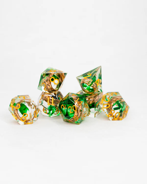 Three for Elven Kings| Ring Inclusion| 7 Piece Sharp Edge Resin Dice Set | Gear Gaming Fayetteville