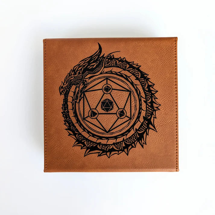 Dragon Circle | Vegan Leather Dice Box - Chestnut | Gear Gaming Fayetteville
