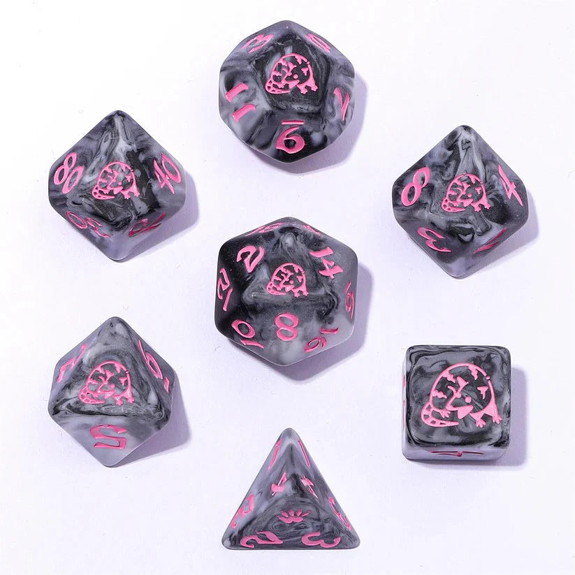 Wyrmforged Rollers Round Edge Resin RPG Dice Set - Opossum - Grey | Gear Gaming Fayetteville