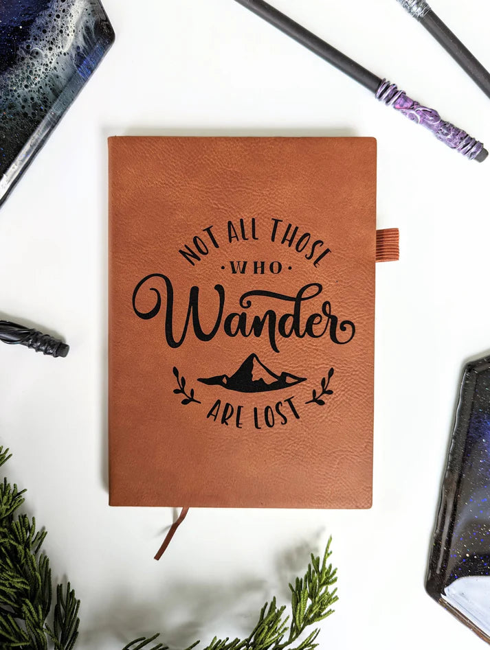 No All Who Wander | Vegan Leather Mini Dot Journal | Gear Gaming Fayetteville