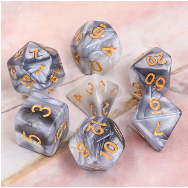 Black+White Blend 7pcs Dice Set | Gear Gaming Fayetteville