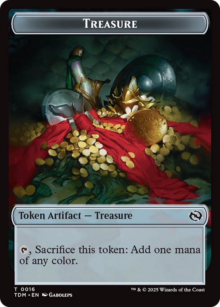 Dragon (0014) // Treasure Double-Sided Token [Tarkir: Dragonstorm Commander Tokens] | Gear Gaming Fayetteville