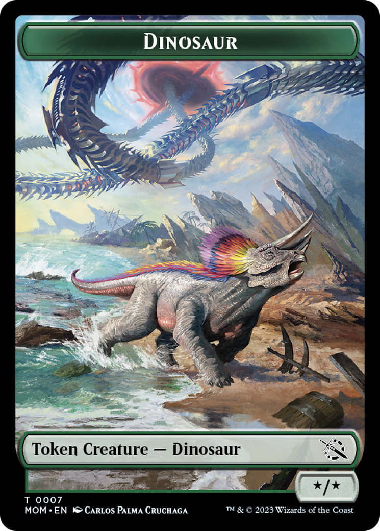 Warrior // Dinosaur Double-Sided Token [March of the Machine Tokens] | Gear Gaming Fayetteville