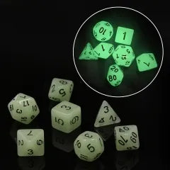 White Glow in the Dark 7pcs Dice Set | Gear Gaming Fayetteville