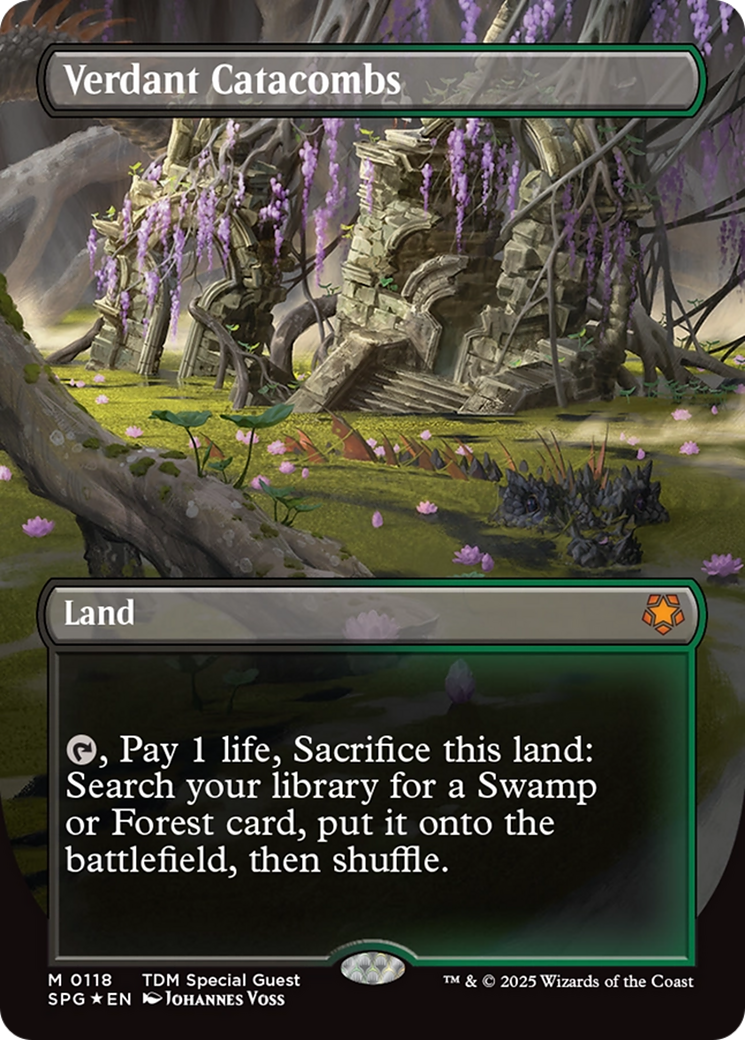 Verdant Catacombs (Borderless) (Dragonscale Foil) [Tarkir: Dragonstorm Special Guests] | Gear Gaming Fayetteville