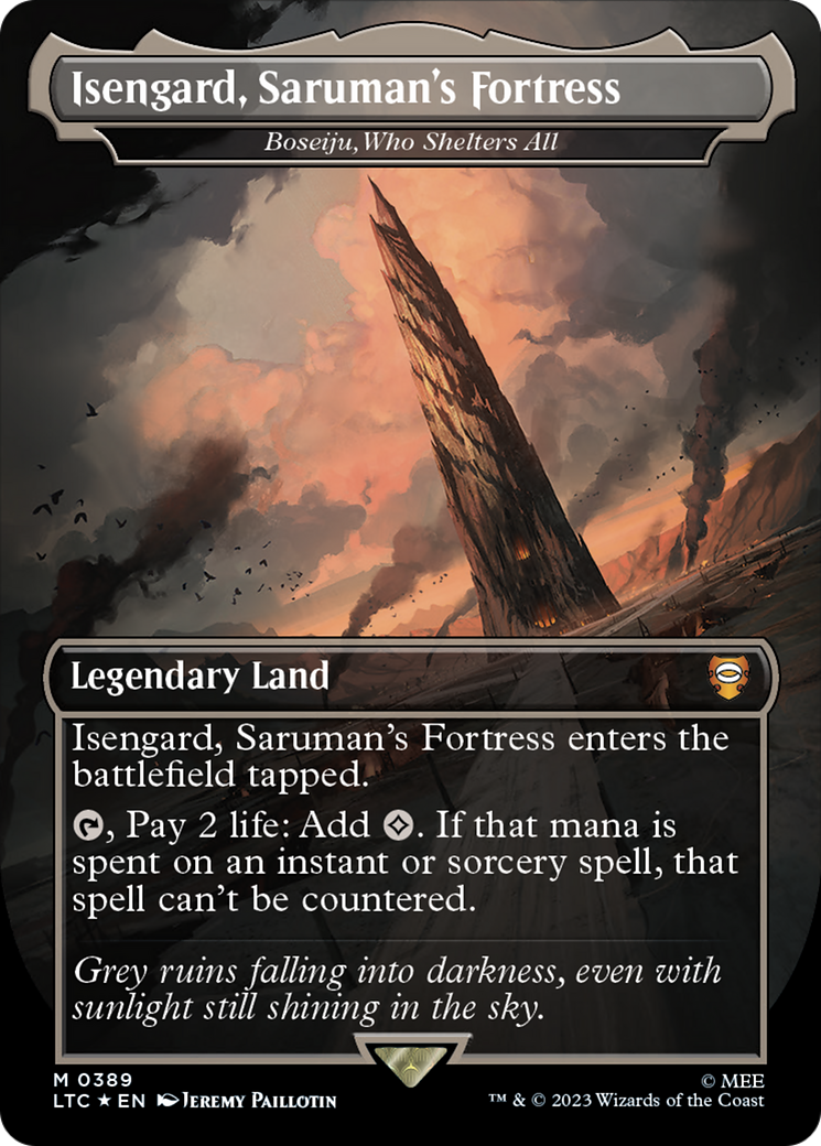 Isengard, Saruman's Fortress - Boseiju, Who Shelters All (Surge Foil Realms and Relics) [The Lord of the Rings: Tales of Middle-Earth Commander] | Gear Gaming Fayetteville