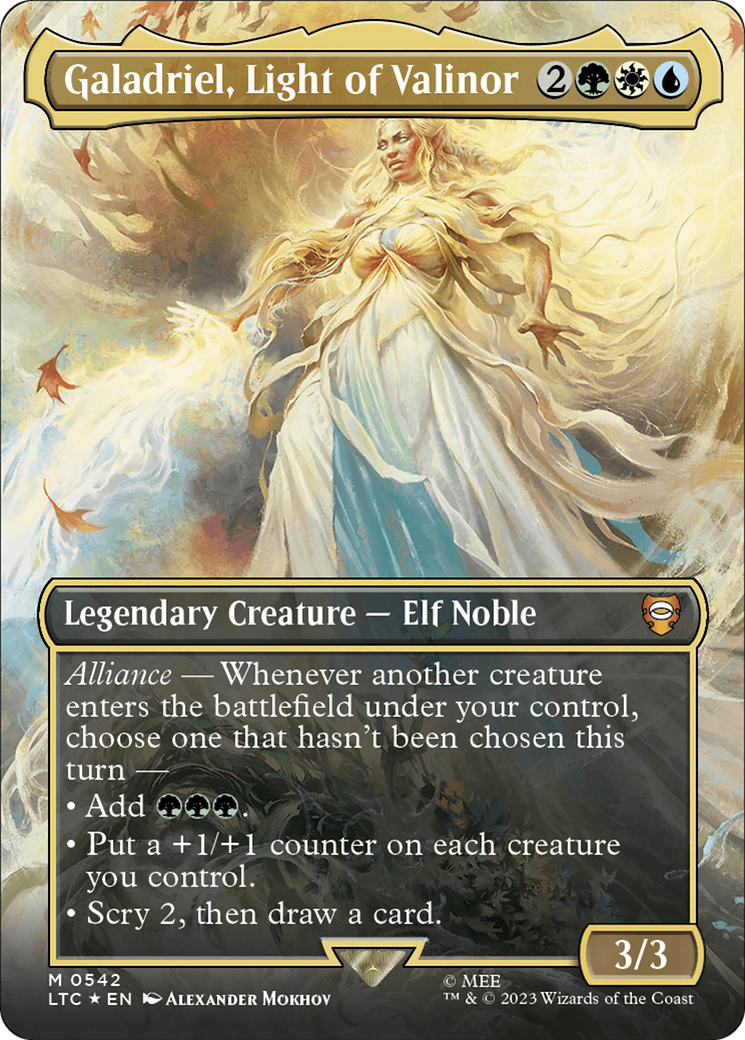 Galadriel, Light of Valinor (Borderless) (Surge Foil) [The Lord of the Rings: Tales of Middle-Earth Commander] | Gear Gaming Fayetteville