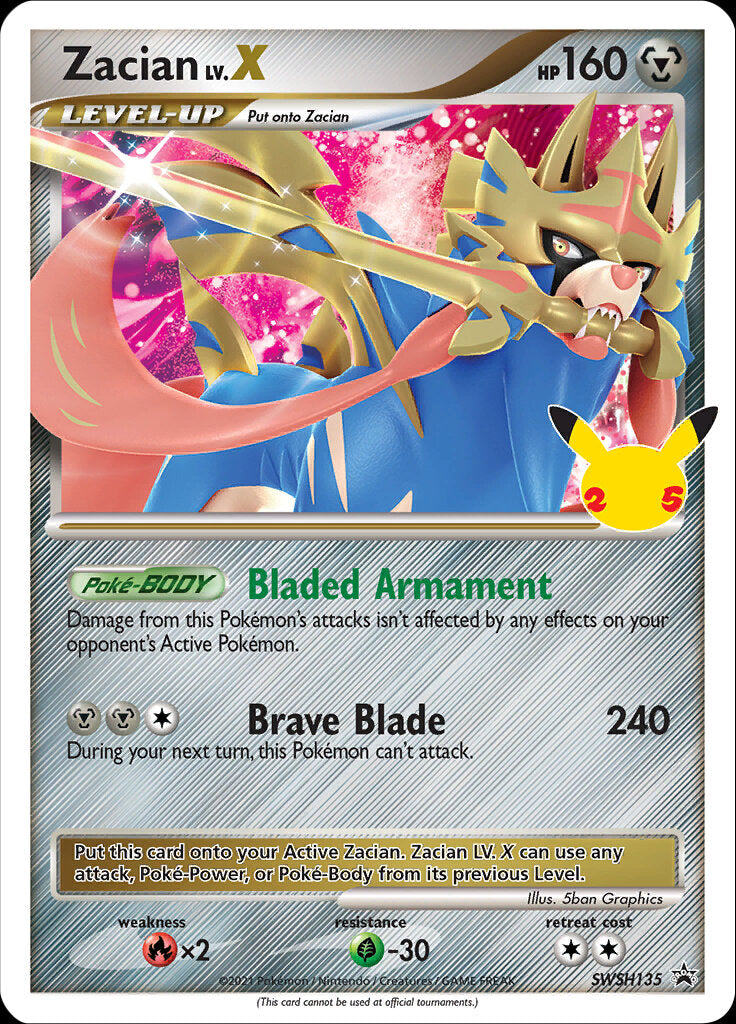 Zacian LV.X (SWSH135) (Celebrations) [Sword & Shield: Black Star Promos] | Gear Gaming Fayetteville