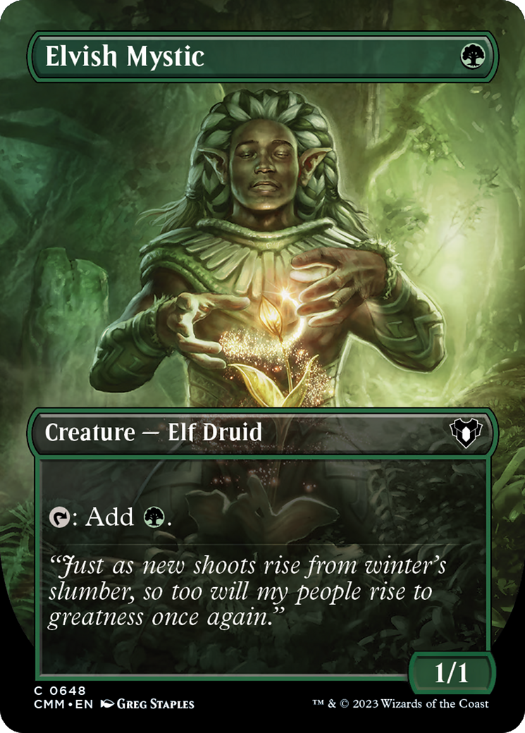 Elvish Mystic (Borderless Alternate Art) [Commander Masters] | Gear Gaming Fayetteville