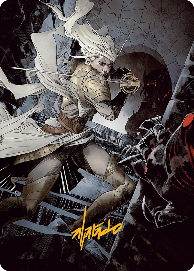 Thalia, Guardian of Thraben Art Card (Gold-Stamped Signature) [March of the Machine Art Series] | Gear Gaming Fayetteville