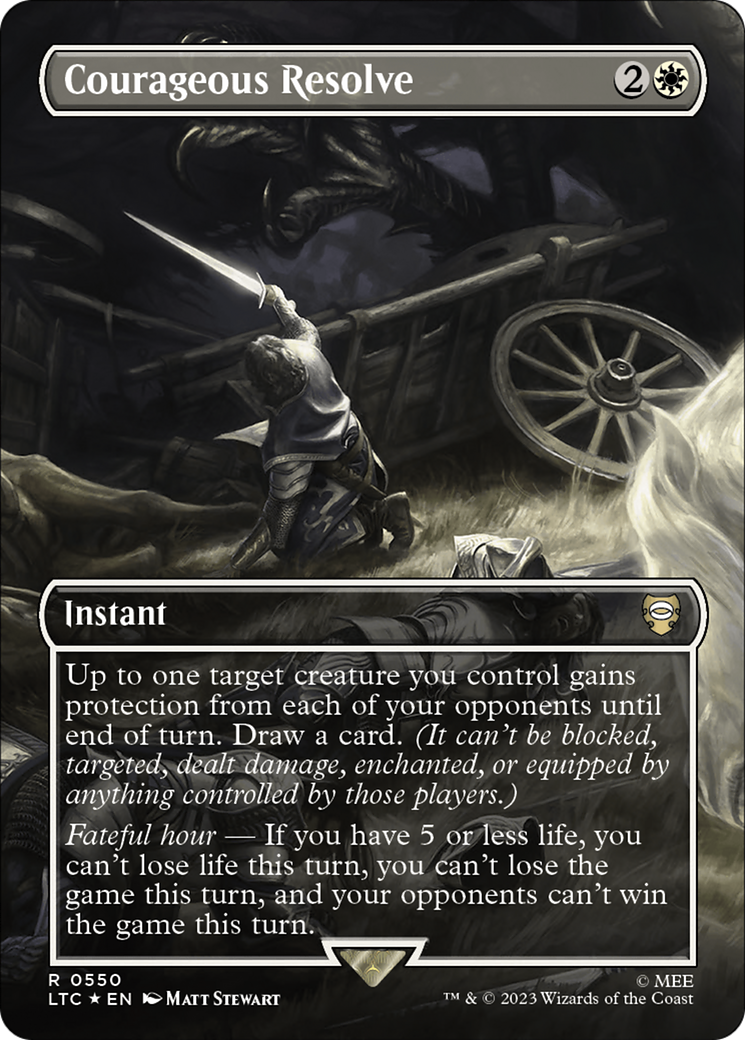 Courageous Resolve (Borderless) (Surge Foil) [The Lord of the Rings: Tales of Middle-Earth Commander] | Gear Gaming Fayetteville