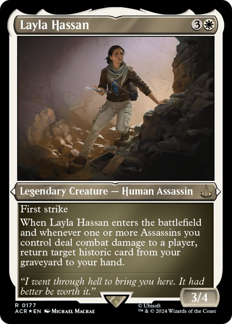 Layla Hassan (Foil Etched) [Assassin's Creed] | Gear Gaming Fayetteville