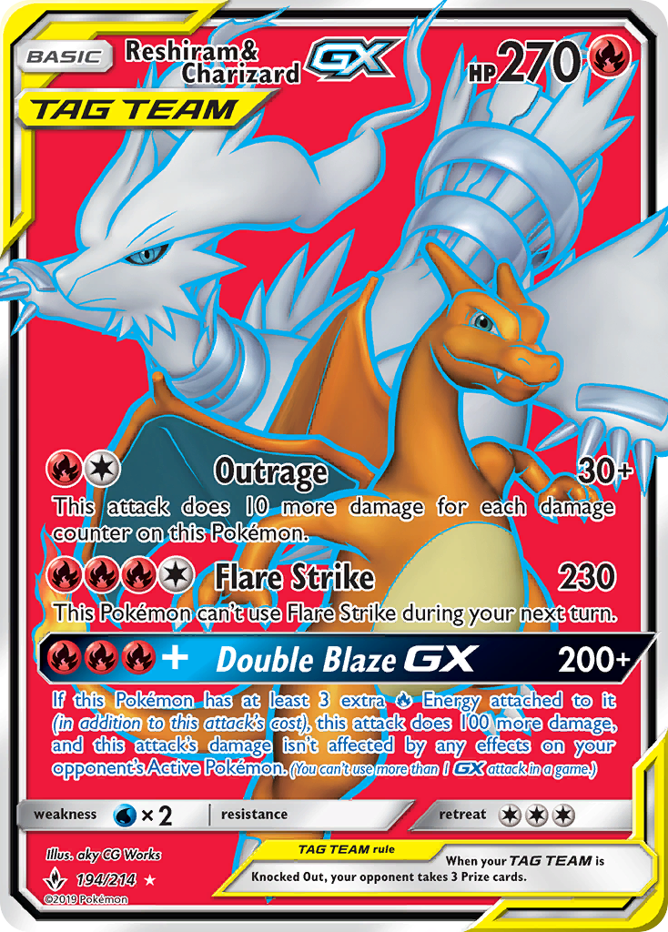 Reshiram & Charizard GX (194/214) [Sun & Moon: Unbroken Bonds] | Gear Gaming Fayetteville