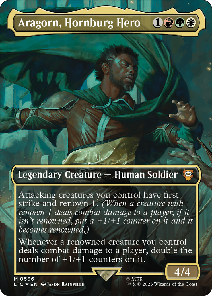 Aragorn, Hornburg Hero (Borderless) (Surge Foil) [The Lord of the Rings: Tales of Middle-Earth Commander] | Gear Gaming Fayetteville