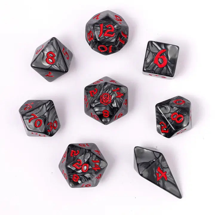 Wyrmforged Rollers-  Rounded edge 8-piece Polyhedral Dice Set: Iron Golem | Gear Gaming Fayetteville