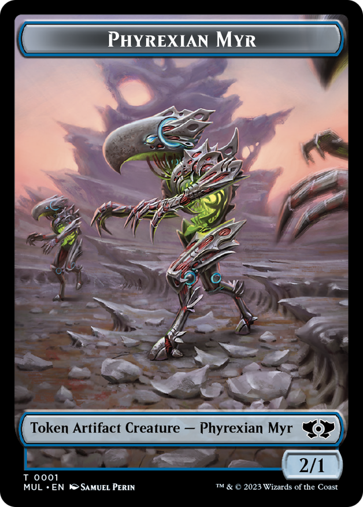 Phyrexian Myr // Wrenn and Realmbreaker Emblem Double-Sided Token [March of the Machine Tokens] | Gear Gaming Fayetteville