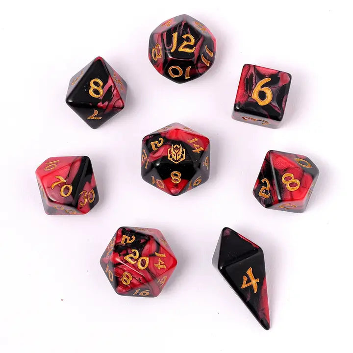 Wyrmforged Rollers-  Rounded edge 8-piece Polyhedral Dice Set: Blood Pact | Gear Gaming Fayetteville