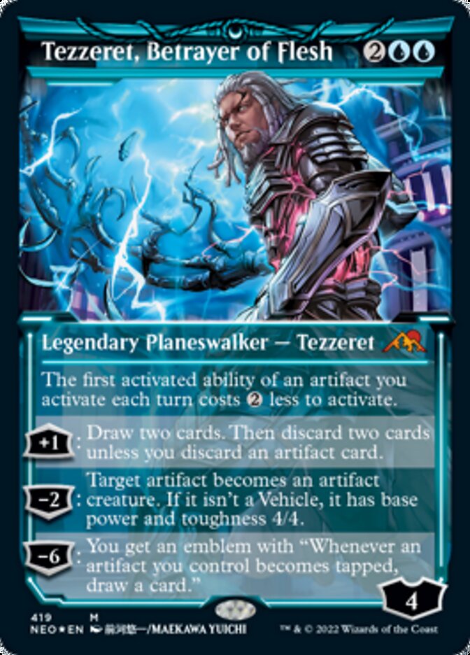 Tezzeret, Betrayer of Flesh (Showcase) (Foil Etched) [Kamigawa: Neon Dynasty] | Gear Gaming Fayetteville