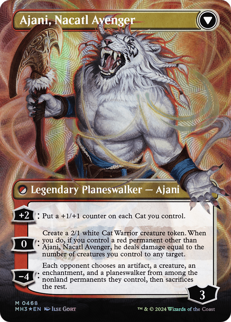 Ajani, Nacatl Pariah // Ajani, Nacatl Avenger (Borderless) (Textured Foil) [Modern Horizons 3] | Gear Gaming Fayetteville