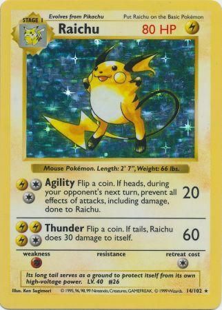 Raichu (14/102) [Base Set Shadowless Unlimited] | Gear Gaming Fayetteville