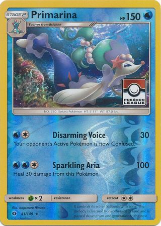 Primarina (41/149) (League Promo) [Sun & Moon: Base Set] | Gear Gaming Fayetteville