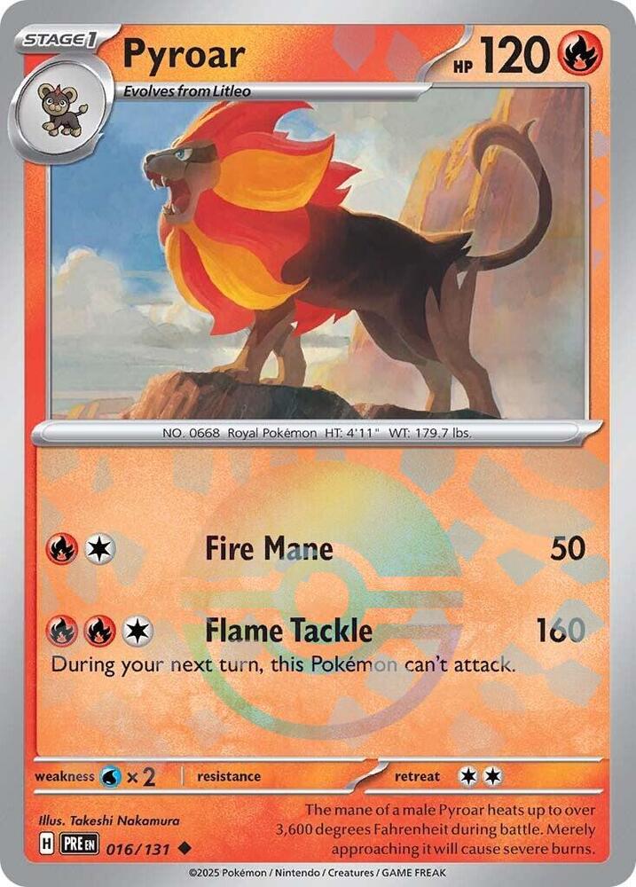 Pyroar (016/131) (Poke Ball Pattern) [Scarlet & Violet: Prismatic Evolutions] | Gear Gaming Fayetteville