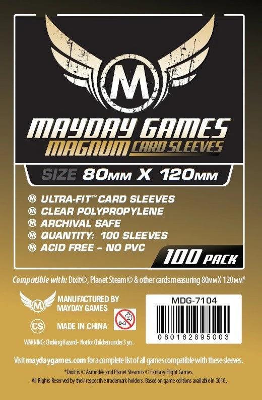 Mayday Games - Magnum Gold Sleeve: 80 mm X 120 mm Card Sized - Dixit | Gear Gaming Fayetteville