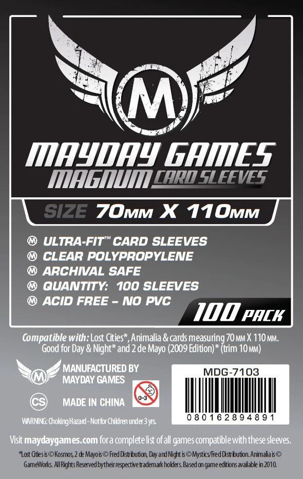 Mayday Games - Magnum Silver Sleeve: 70 mm X 110 mm Card Sized | Gear Gaming Fayetteville