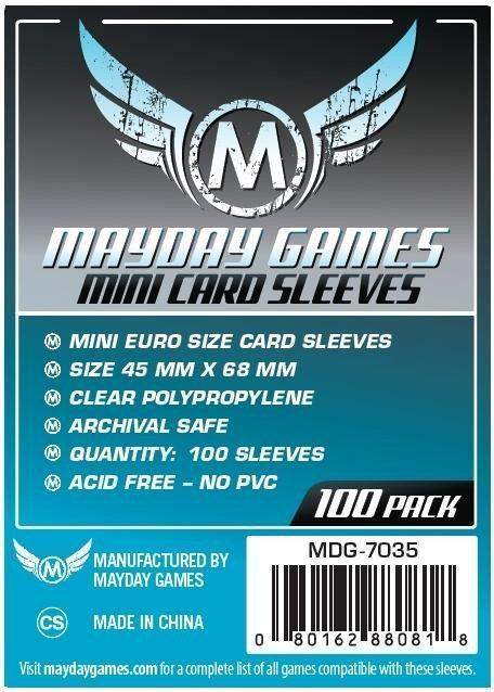 Mayday Games -  Mini Euro Card Sleeve - Pack of 100 - 45 mm X 68 mm | Gear Gaming Fayetteville