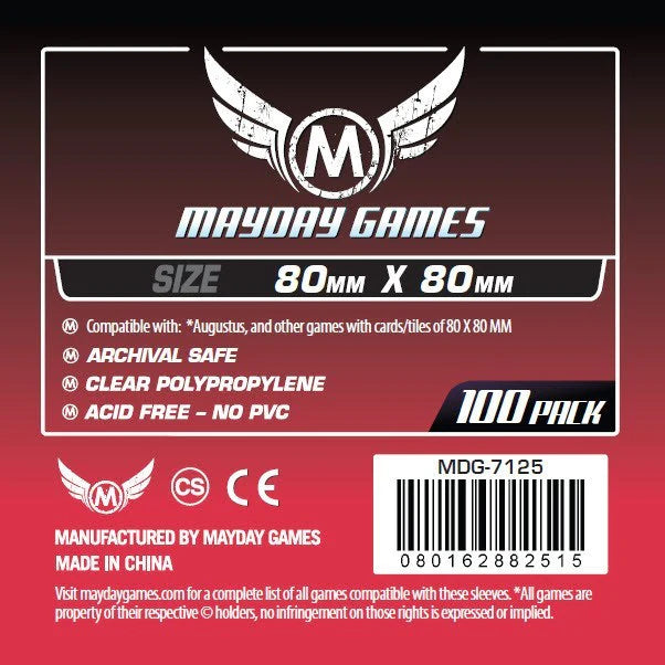 Mayday Games - Medium Square Card Sleeves - Pack of 100 - 80 X 80 mm | Gear Gaming Fayetteville