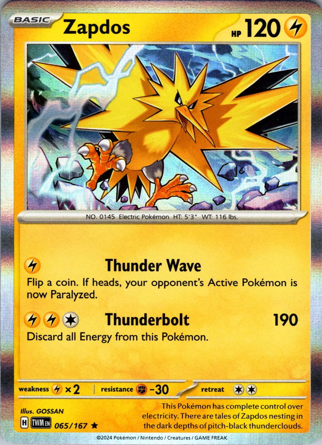 Zapdos (065/167) [Scarlet & Violet: Twilight Masquerade] | Gear Gaming Fayetteville