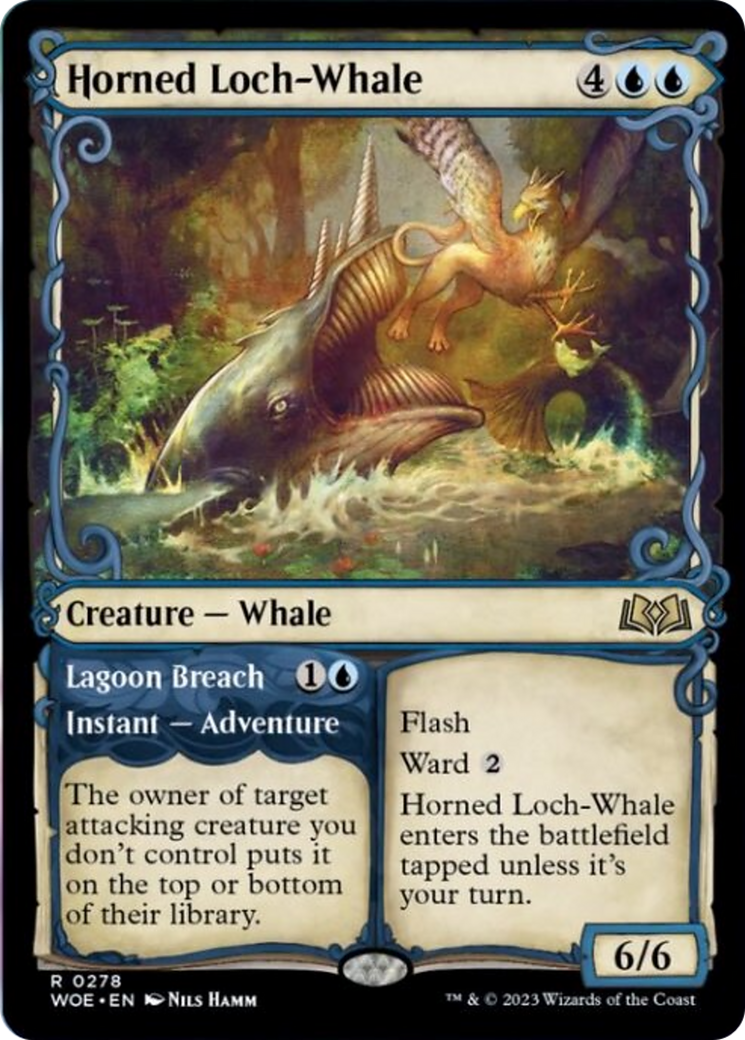 Horned Loch-Whale // Lagoon Breach (Showcase) [Wilds of Eldraine] | Gear Gaming Fayetteville