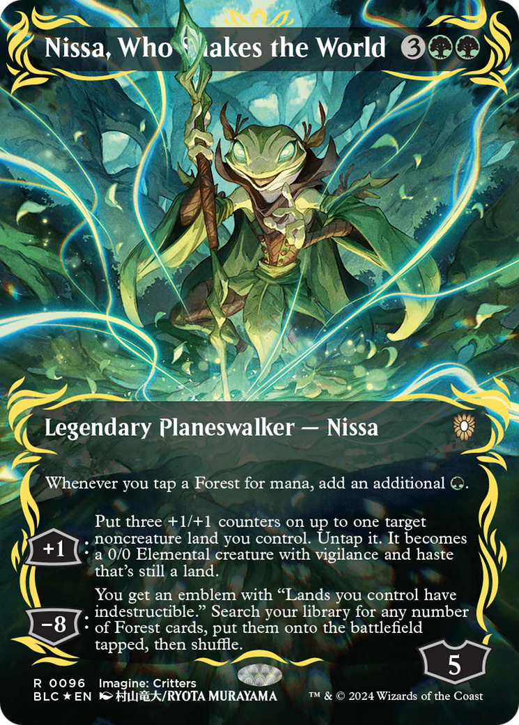 Nissa, Who Shakes the World (Borderless) (Raised Foil) [Bloomburrow Commander] | Gear Gaming Fayetteville