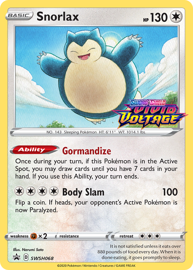 Snorlax (SWSH068) (Prerelease Promo) [Sword & Shield: Black Star Promos] | Gear Gaming Fayetteville