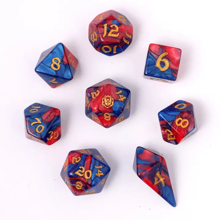 Wyrmforged Rollers-  Rounded edge 8-piece Polyhedral Dice Set: Stormcaller | Gear Gaming Fayetteville